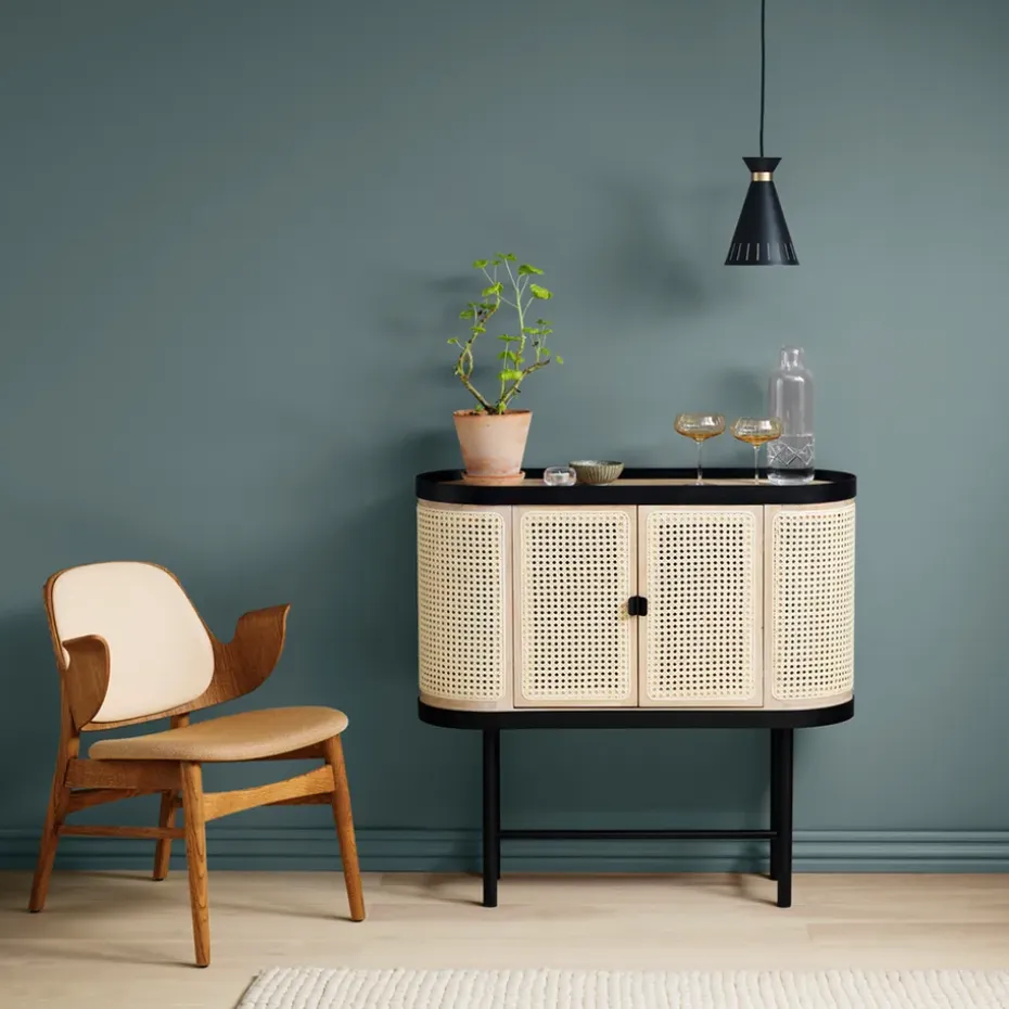 Sillón Gesture, Cuero silk 250 cognac, base de roble con aceite de teca