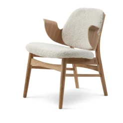 Sillón Gesture, Piel de oveja moonlight, estructura de roble tratado blanco