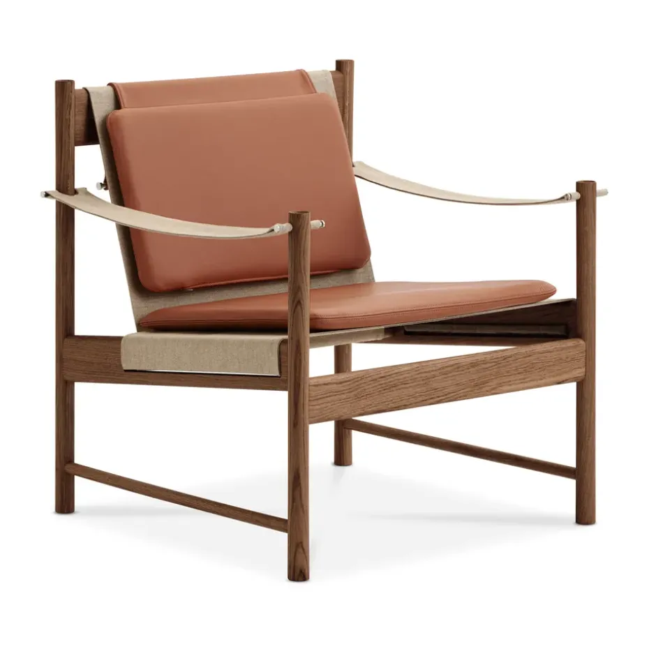 Sillón HB, Roble aceitado ahumado-cuero brandy