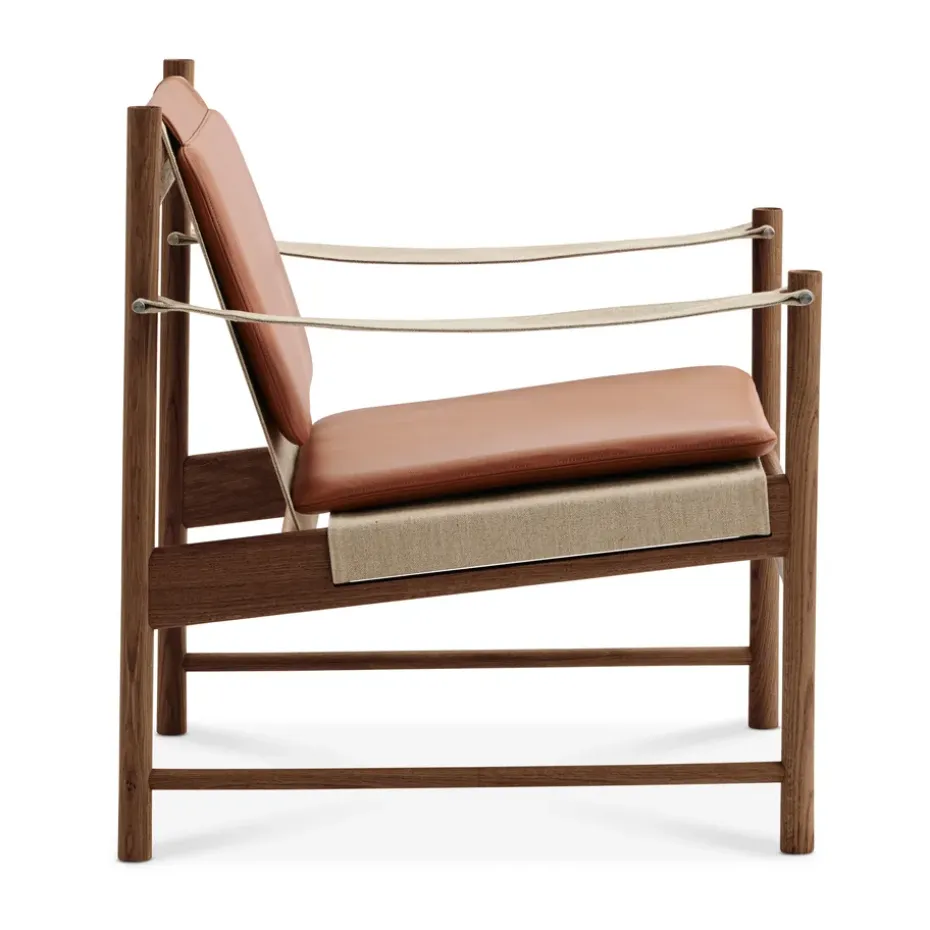 Sillón HB, Roble aceitado ahumado-cuero brandy