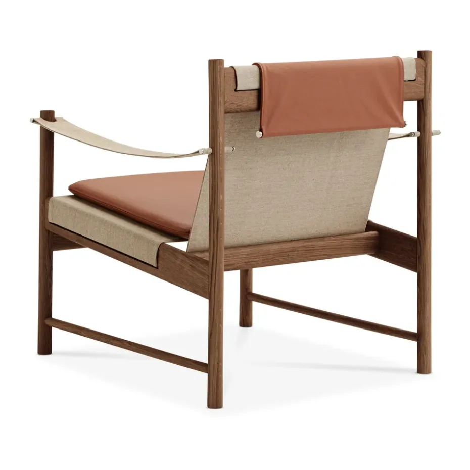 Sillón HB, Roble aceitado ahumado-cuero brandy