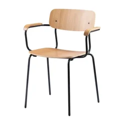 Sillón J183 Holmen con reposabrazos, Chapa de roble-patas negras