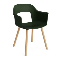 Sillón Layout Armchair 221 con reposabrazos, Bottle green-roble lacado