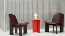 Sillón lounge Chisel, Haya lacada color Borgoña oscuro