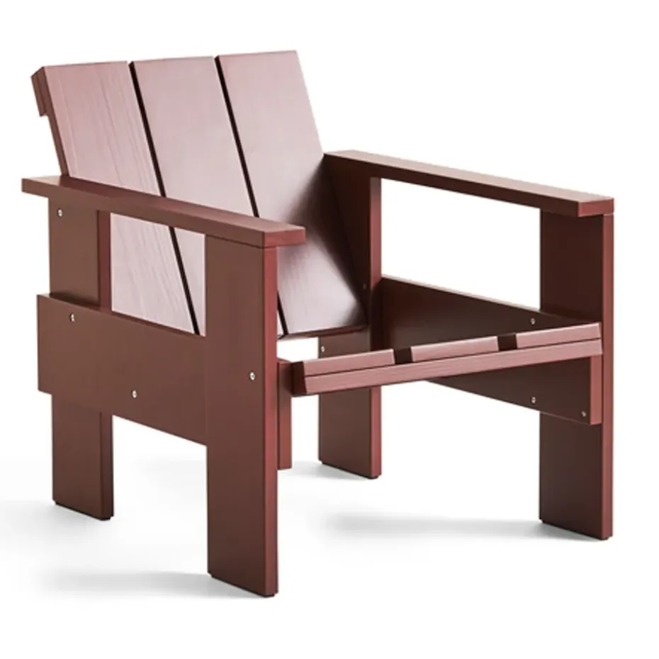 Sillón lounge Crate de pino lacado, Rojo hierro