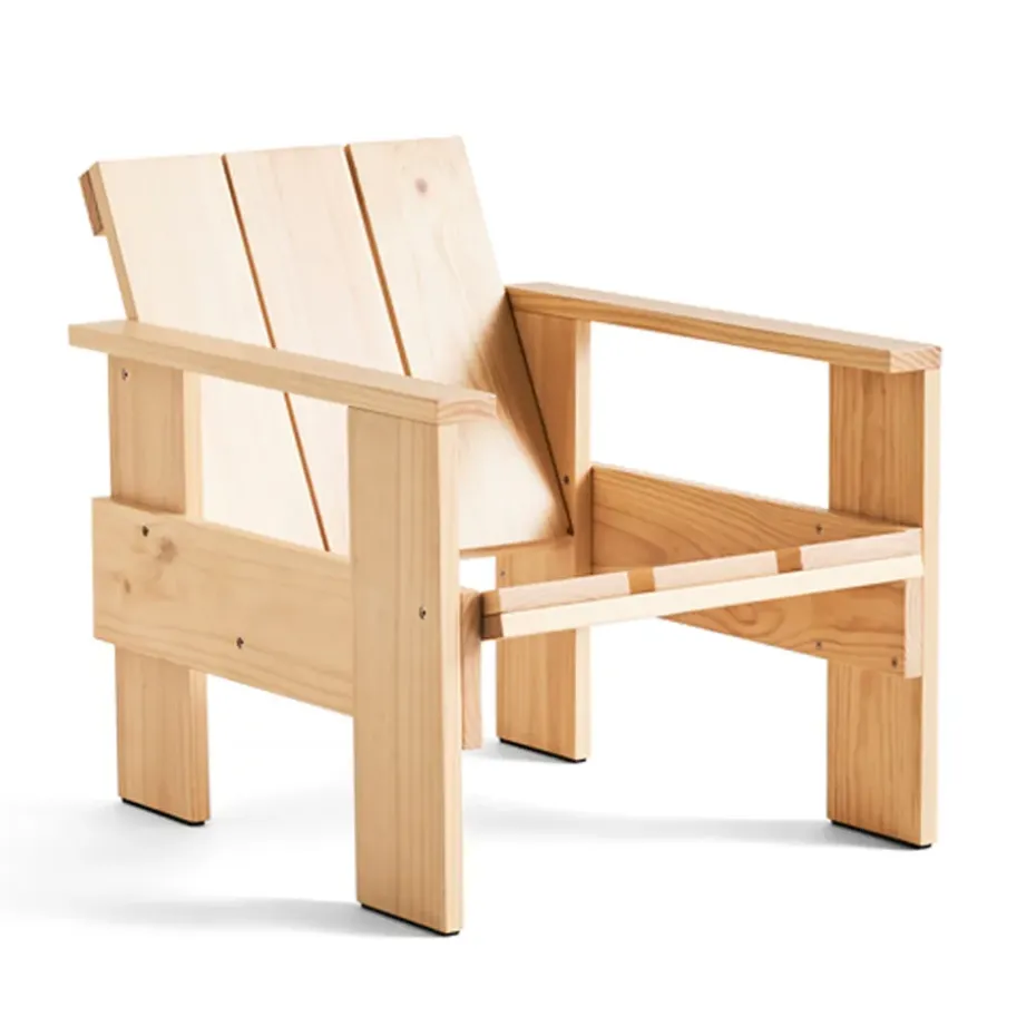 Sillón lounge Crate de pino lacado, Natural