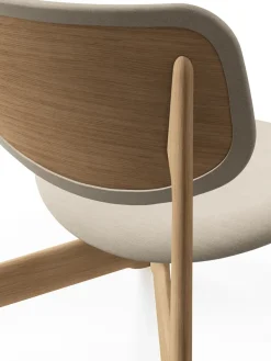 Sillón lounge Slab con asiento tapizado, Roble natural cepillado-Linara 05 CMHR Crema