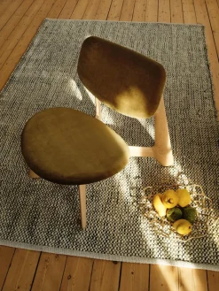 Sillón lounge Slab con asiento tapizado, Roble natural cepillado-Royal 0162 CMHR Caqui