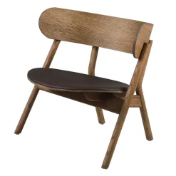 Sillón Oaki asiento de cuero, Roble ahumado