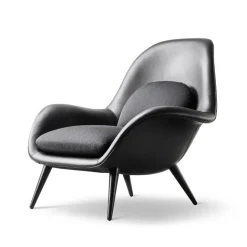 Sillón Swoon , Cuero 88-negro roble-balder 192