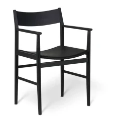 Siza silla con brazos, Fresno con lasur negro y tapizado de cuero