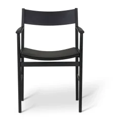 Siza silla con brazos, Fresno con lasur negro y tapizado de cuero