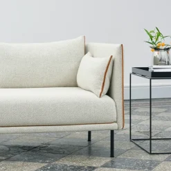 Sofá 2 plazas Silhouette, Linara 142-cognac leather piping-oiled oak