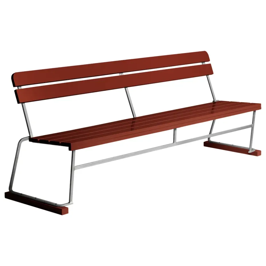 Sofá 5, Roble lacado en rojo oscuro - estructura galvanizada en caliente