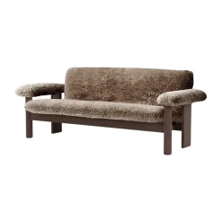 Sofá Brasilia 2 plazas, Dark oak-Sahara sheepskin curly