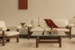 Sofá Brasilia 2 plazas, Dark oak-Sahara sheepskin curly