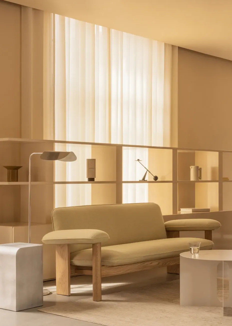 Sofá Brasilia 2 plazas, Natural oak-Audo Bouclé 02