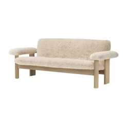 Sofá Brasilia 2 plazas, Natural oak-Nature sheepskin curly
