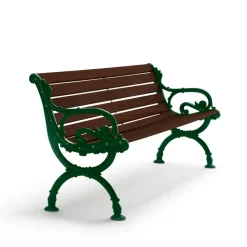 Sofá Byarum, Pino barniz marrón, soporte verde, 155 cm