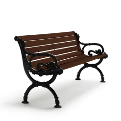 Sofá Byarum, Pino barniz marrón, soporte negro, 155 cm