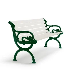 Sofá Byarum, Pino lacado blanco, soporte verde, 155 cm