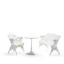 Sofá Classic, Pino lacado blanco, soporte blanco