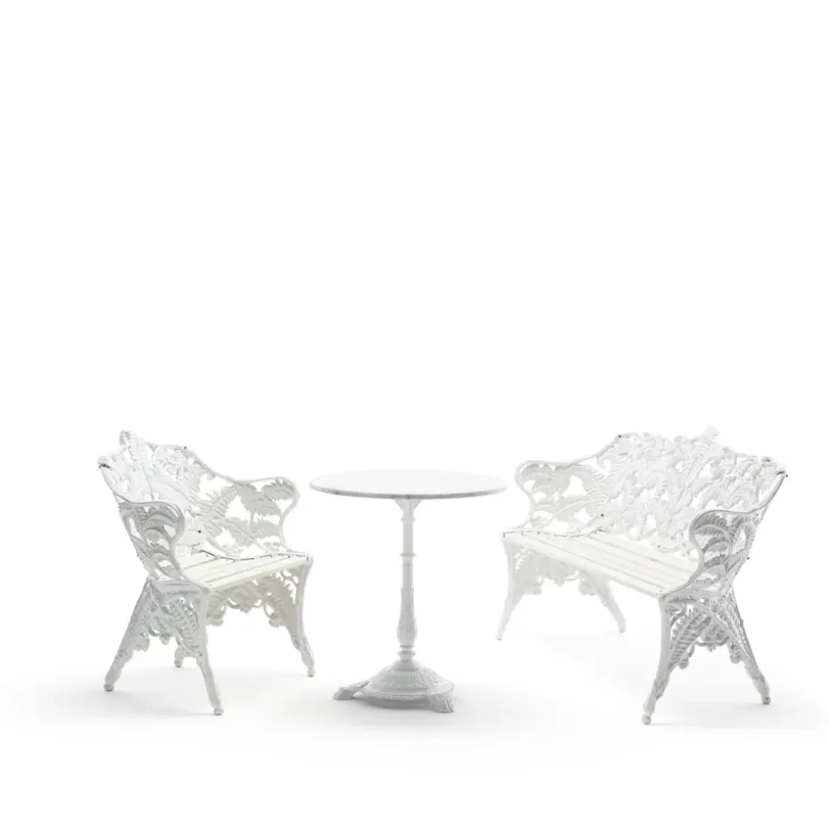 Sofá Classic, Pino lacado blanco, soporte blanco