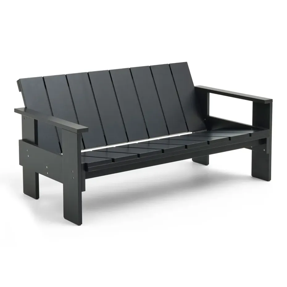 Sofá Crate Lounge de pino lacado, Negro