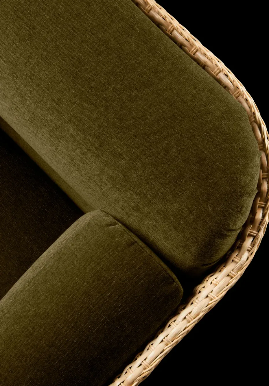 Sofá de 2 plazas Basket tapizado, Mumble Glamour Grupo 40-ratán