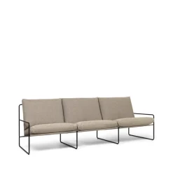 Sofá de 3 plazas Desert, Tela dark sand, base negra