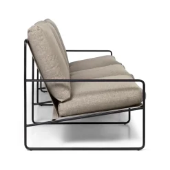 Sofá de 3 plazas Desert, Tela dark sand, base negra