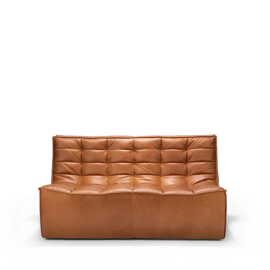 Sofá de 2 plazas N701, Cuero old saddle brown