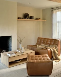 Sofá de 2 plazas N701, Cuero old saddle brown