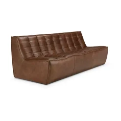 Sofá de 3 plazas N701, Piel Chestnut