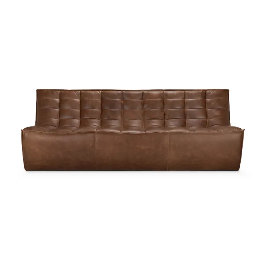Sofá de 3 plazas N701, Piel Chestnut