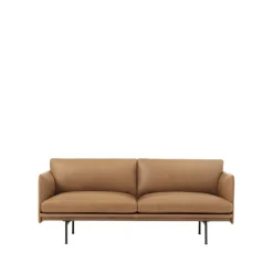 Sofá de 2 plazas Outline, Refine leather cognac-Black