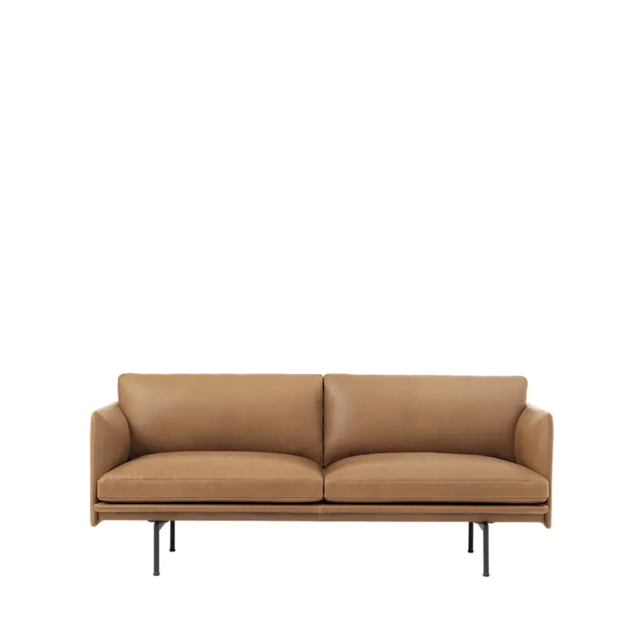 Sofá de 2 plazas Outline, Refine leather cognac-Black