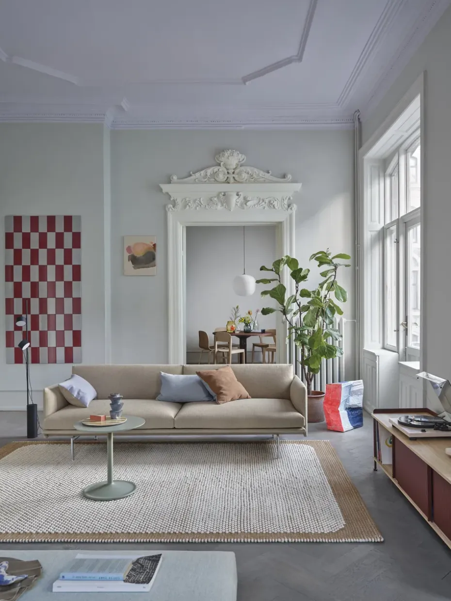 Sofá de 3 plazas Outline tela, Ecriture 240-Polished Aluminum