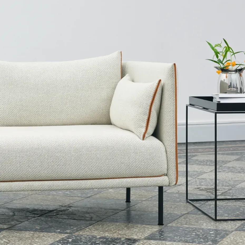 Sofá de 3 plazas Silhouette, Grey-negro con ribete, patas de roble aceitado