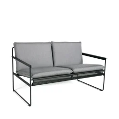 Sofá de 2 plazas Slow, Sunbrella gris-base de acero en color negro