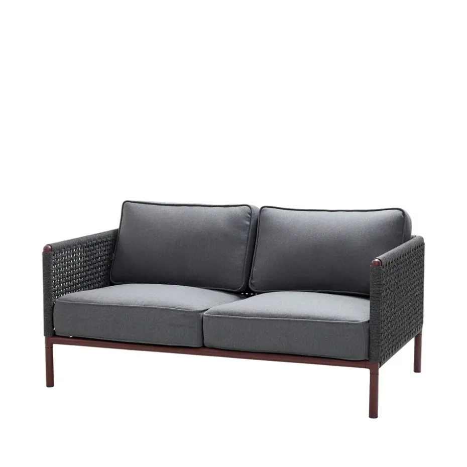 Sofá Encore de 2 plazas, Cane-Line airtouch bordeaux/dark grey