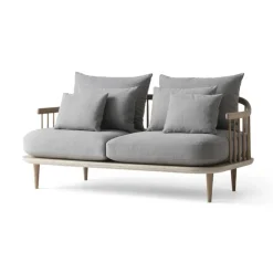 Sofá Fly SC2, Tela hot madison 094 gris claro, roble aceitado blanco