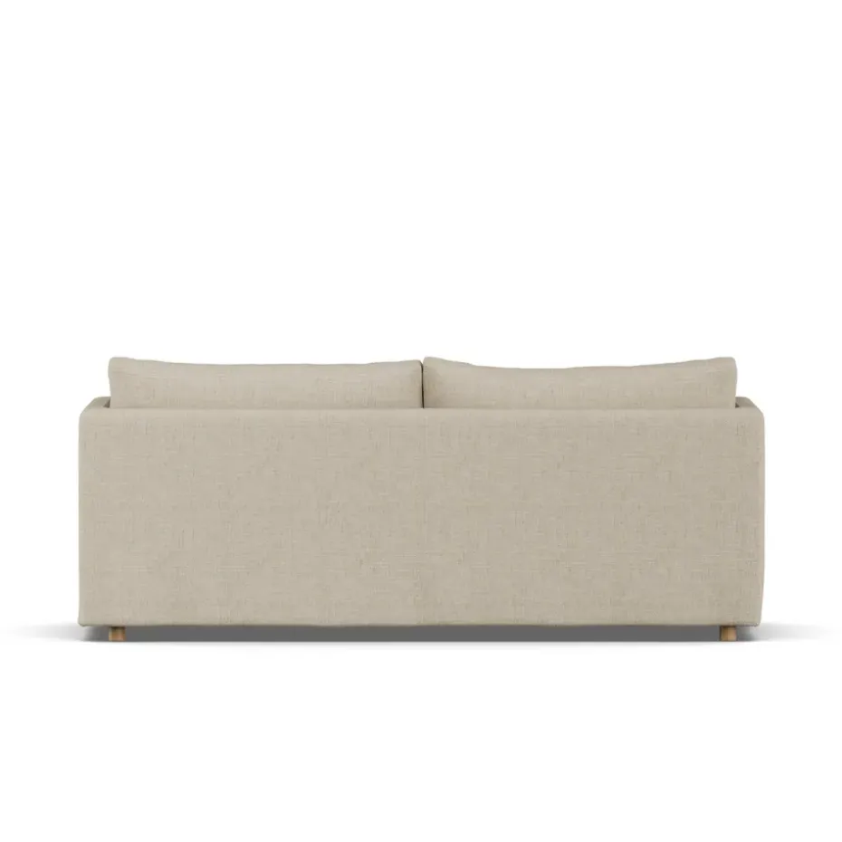Sofá Linnevik, Bern Beige 0341-roble blanco aceitado, 3 plazas, con faldón