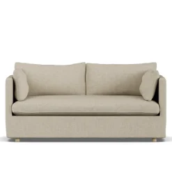 Sofá Linnevik, Bern beige 0341-roble blanco aceitado, 2 plazas, con faldón