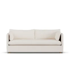 Sofá Linnevik, Caleido beige 9600-roble blanco aceitado, 3 plazas, con faldón