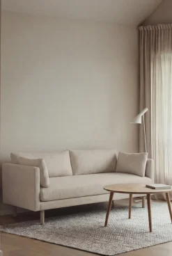 Sofá Linnevik, Caleido Beige 9600-roble blanco aceitado, 2 plazas