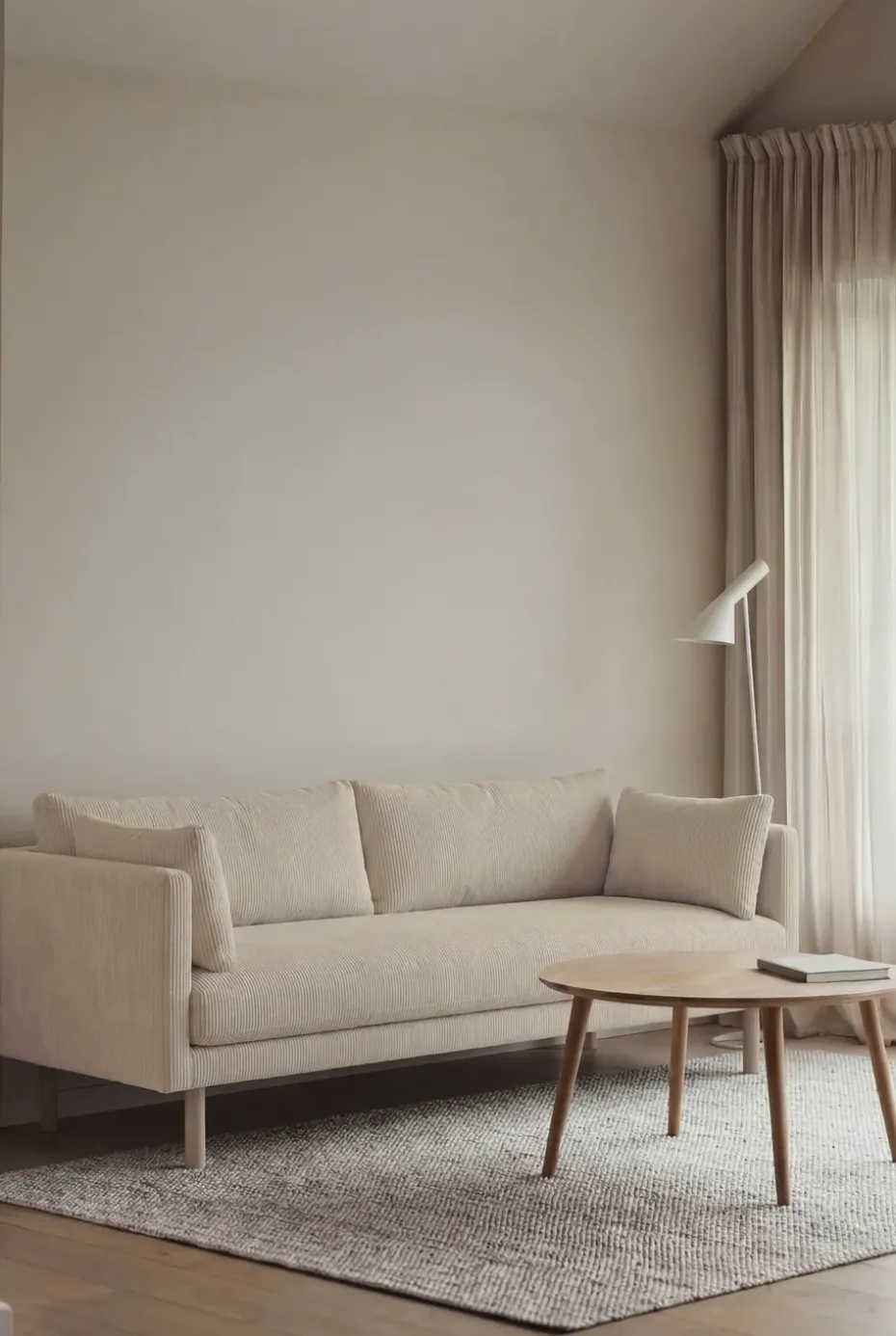 Sofá Linnevik, Jump Beige 1956-roble blanco aceitado, 3 plazas