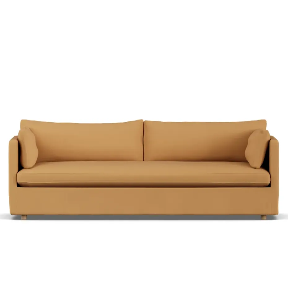 Sofá Linnevik, Jump honey 1959-roble blanco aceitado, 4 plazas, con faldón