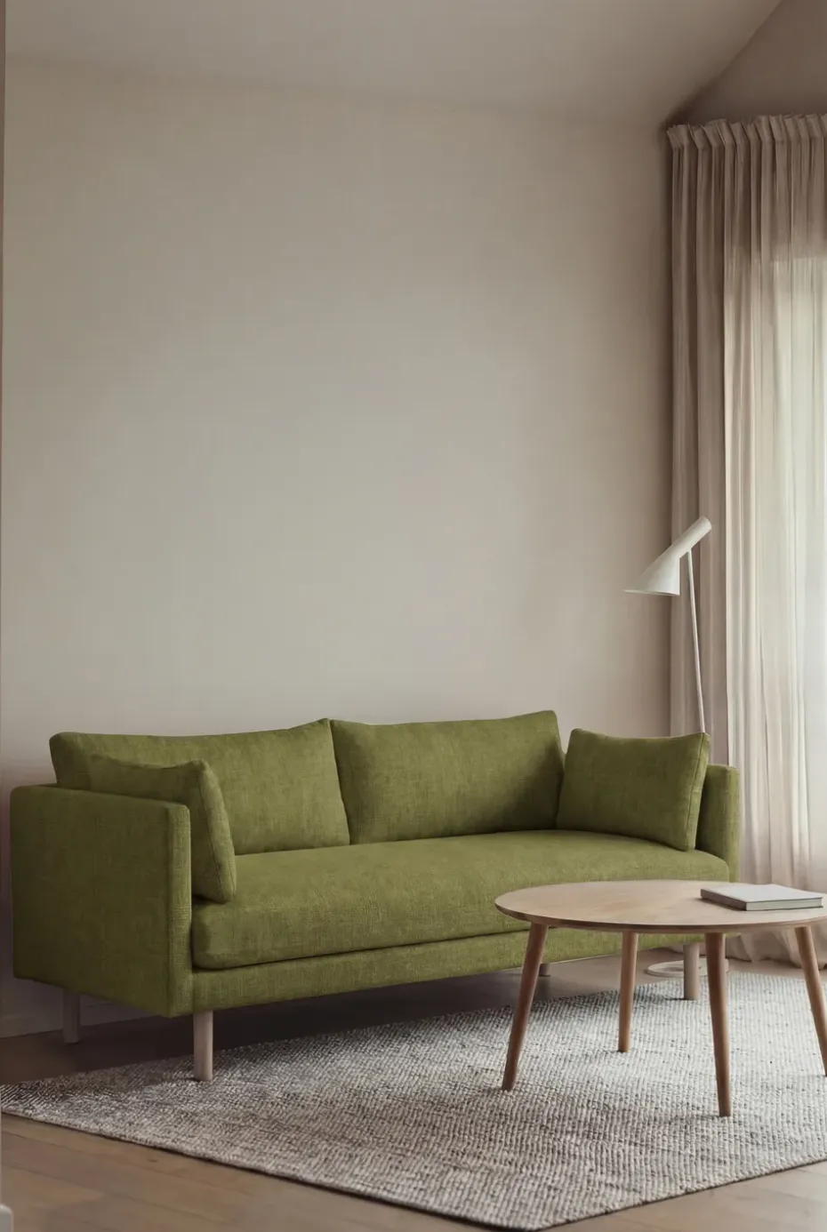 Sofá Linnevik, Luiza Green 3975-roble blanco aceitado, 2 plazas