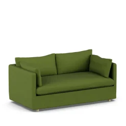 Sofá Linnevik, Luiza Green 3975-roble blanco aceitado, 2 plazas, con faldón